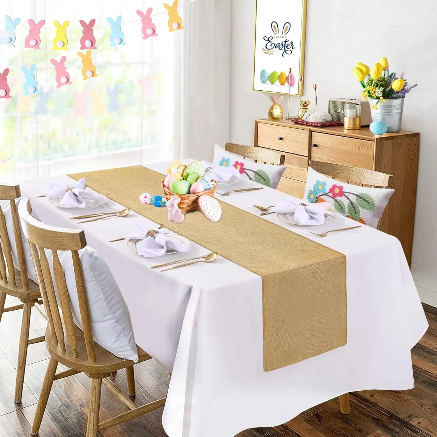 Burlap Table Runnerstable Runner Dresser Coverfarmhouse Macrame Jute Fabric