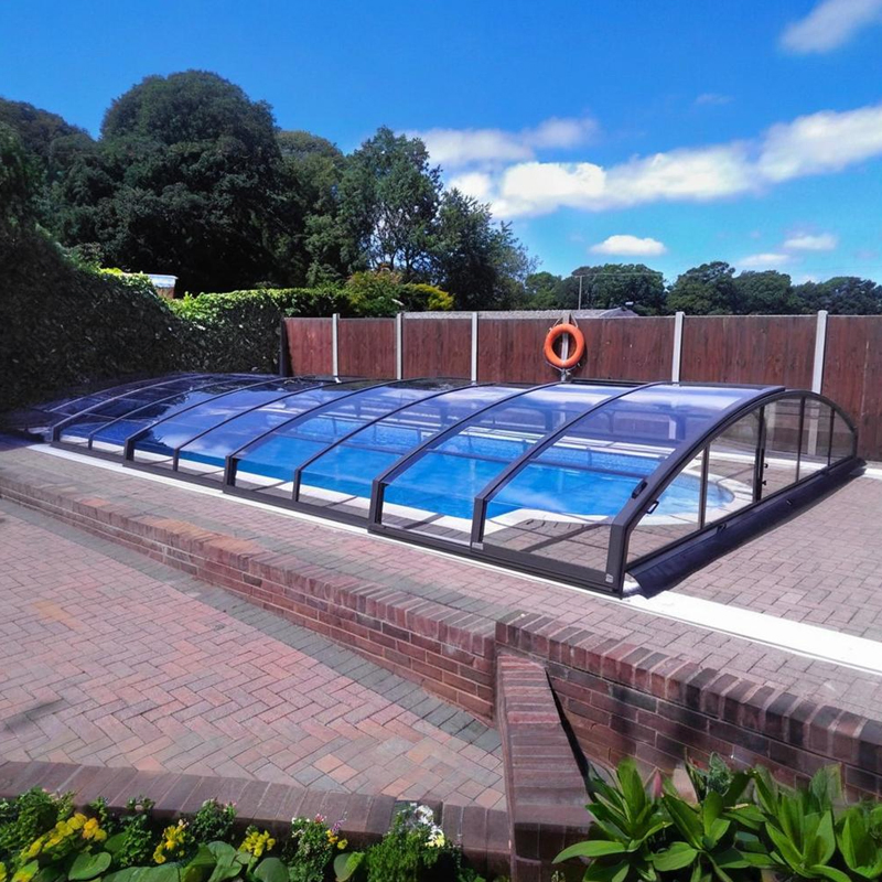 Permanent Use Clear Telescopic Waterproof Transparent Double Glazed Motorized Swimming Pool Cover