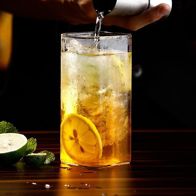 Simple Lightweight Square Cup Sparkling Wine Juice Cocktail Glass Transparent Glass Cup