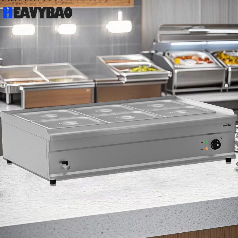 Heavybao Commercial Table Countertop Square Electric Stainless Steel Food Warmer Bain Marie