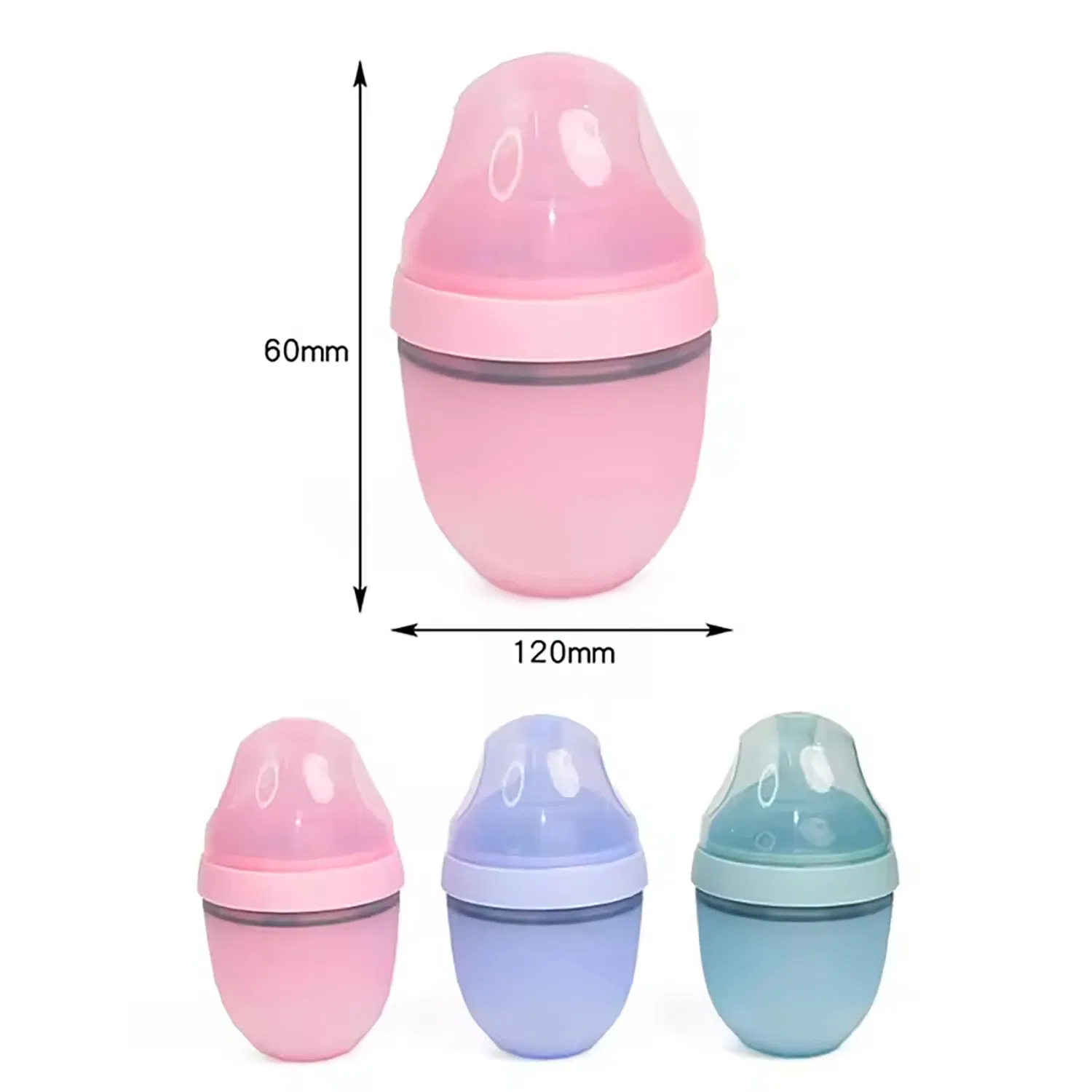Pba Free Food Grade Custom Silicone Newborn Baby Feeding 150ml Bottle Compact Travel Design with High-Quality Nipples
