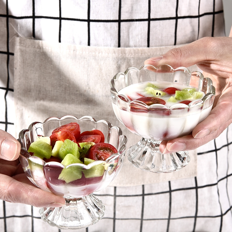 Customized Luxury 150ml Transparent Yogurt Glass Cup Restaurant Ice Cream Glass Bowl