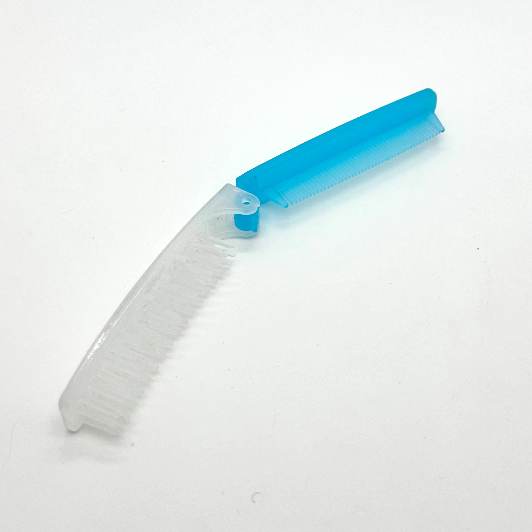 Blue and White Double Toothed Plastic Folding Comb 07