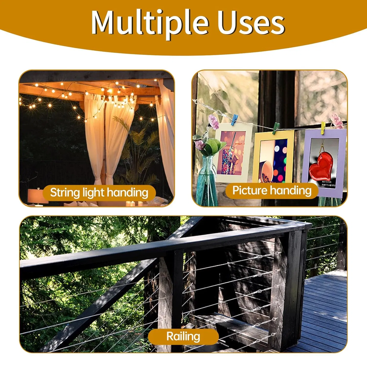 M4 Turnbuckle Hook and Eye Wire Rope Tensioner 304 Stainless Steel Turnbuckle