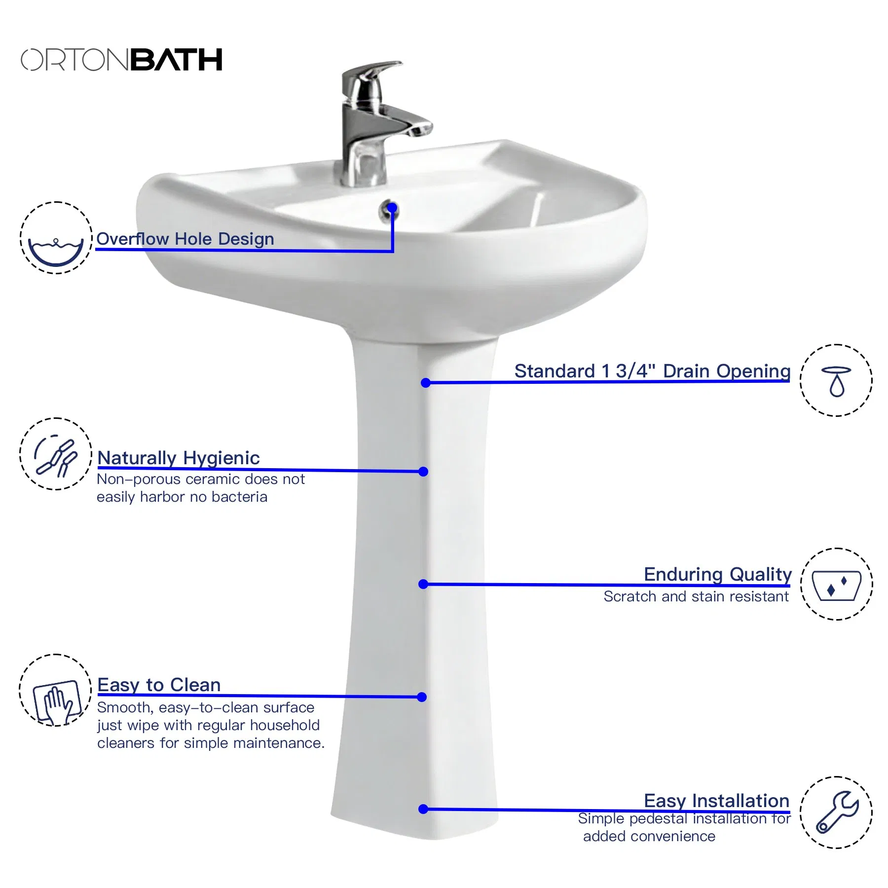 Керамическая раковина с пьедесталом Ortonbath Modern