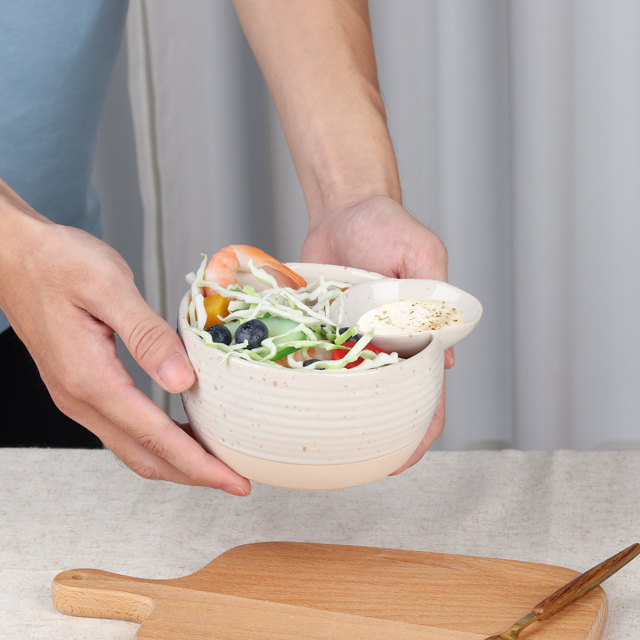 Ceramic White Chip and DIP Cereal Bowl Breakfast Soup and Side Cracker Dishes Sets Soup and Sandwich Bread Dipping Bowls