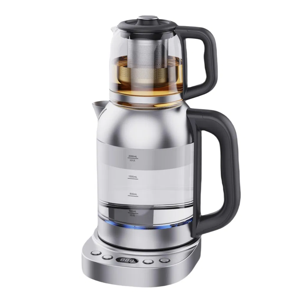Chinese Semi-Automatic Tea Electrical Kettle Glass Intelligent Boiling Kettle with Tray Set