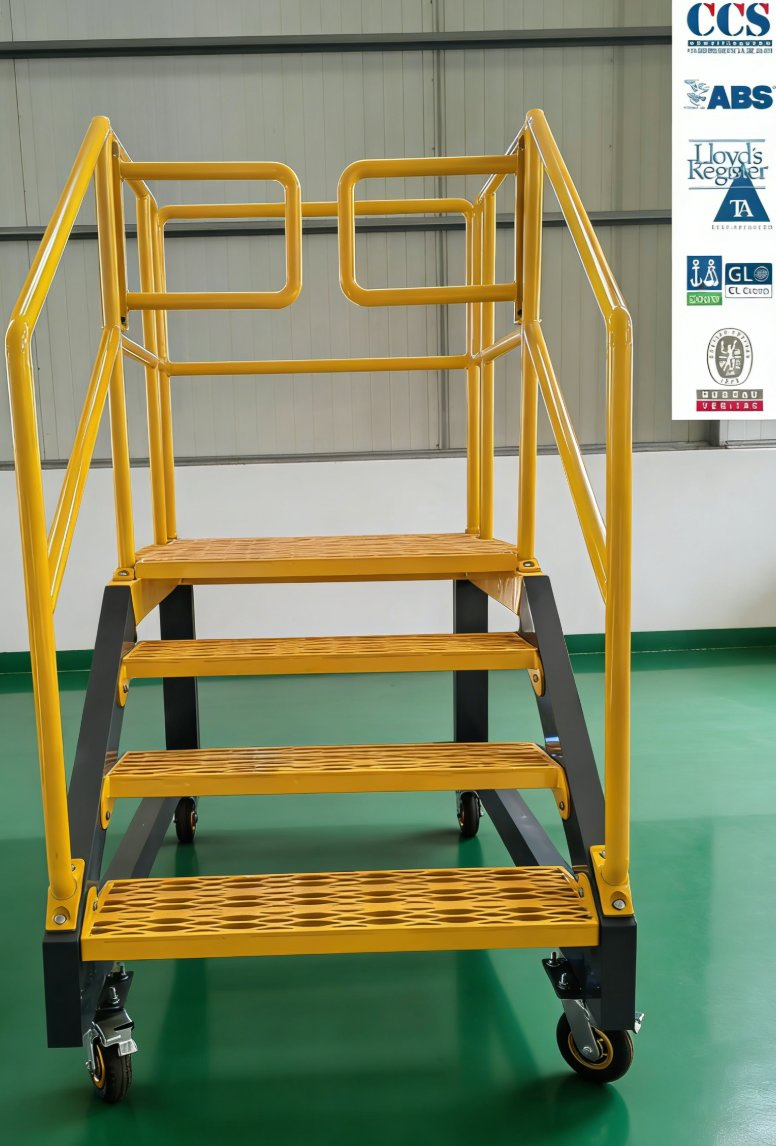 Industrial Movable Steel Aluminium Anti-Slip Mesh Platform Access Step Ladders Stairs