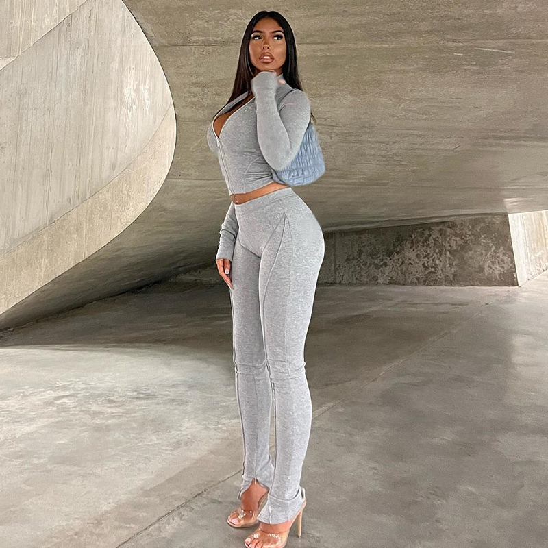 Комплект женский весенний однотонный с длинным рукавом и воротником