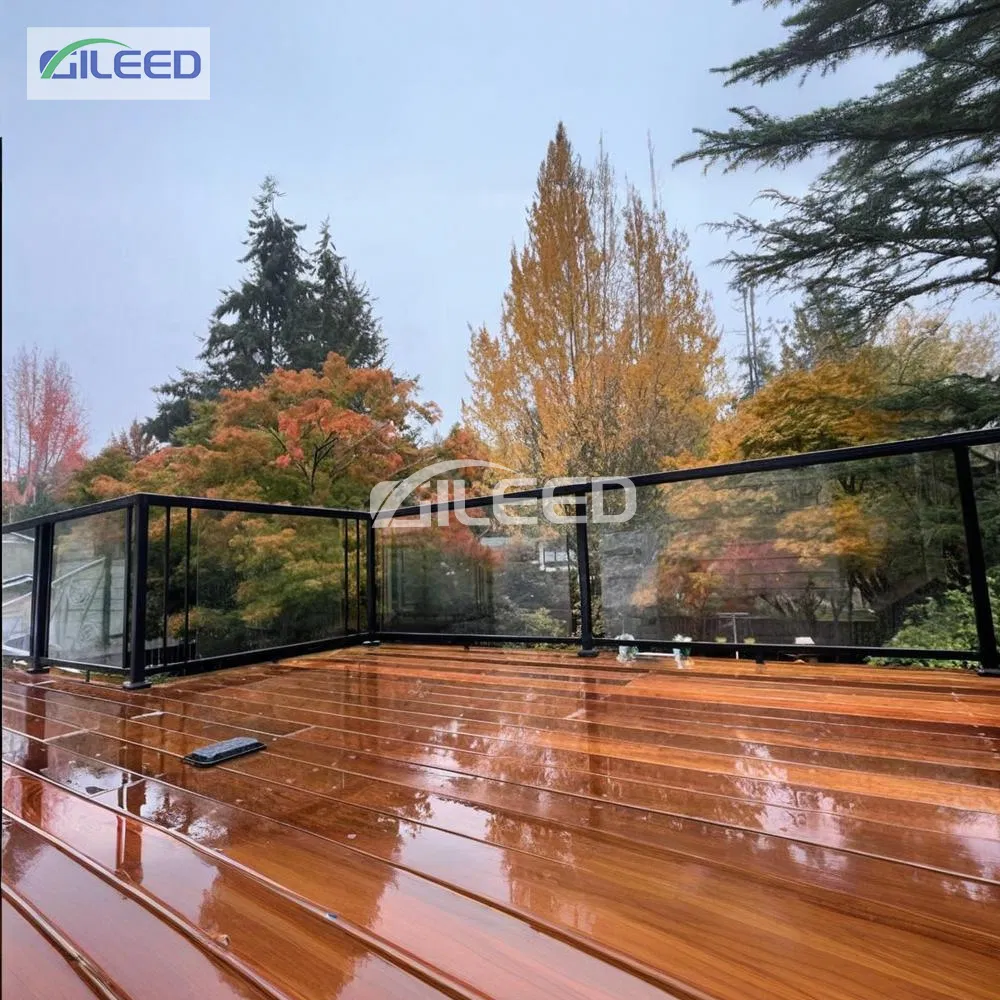 Aluminum Floor Mounted U Channel Glass Railing System Frameless for Terrace/Balcony