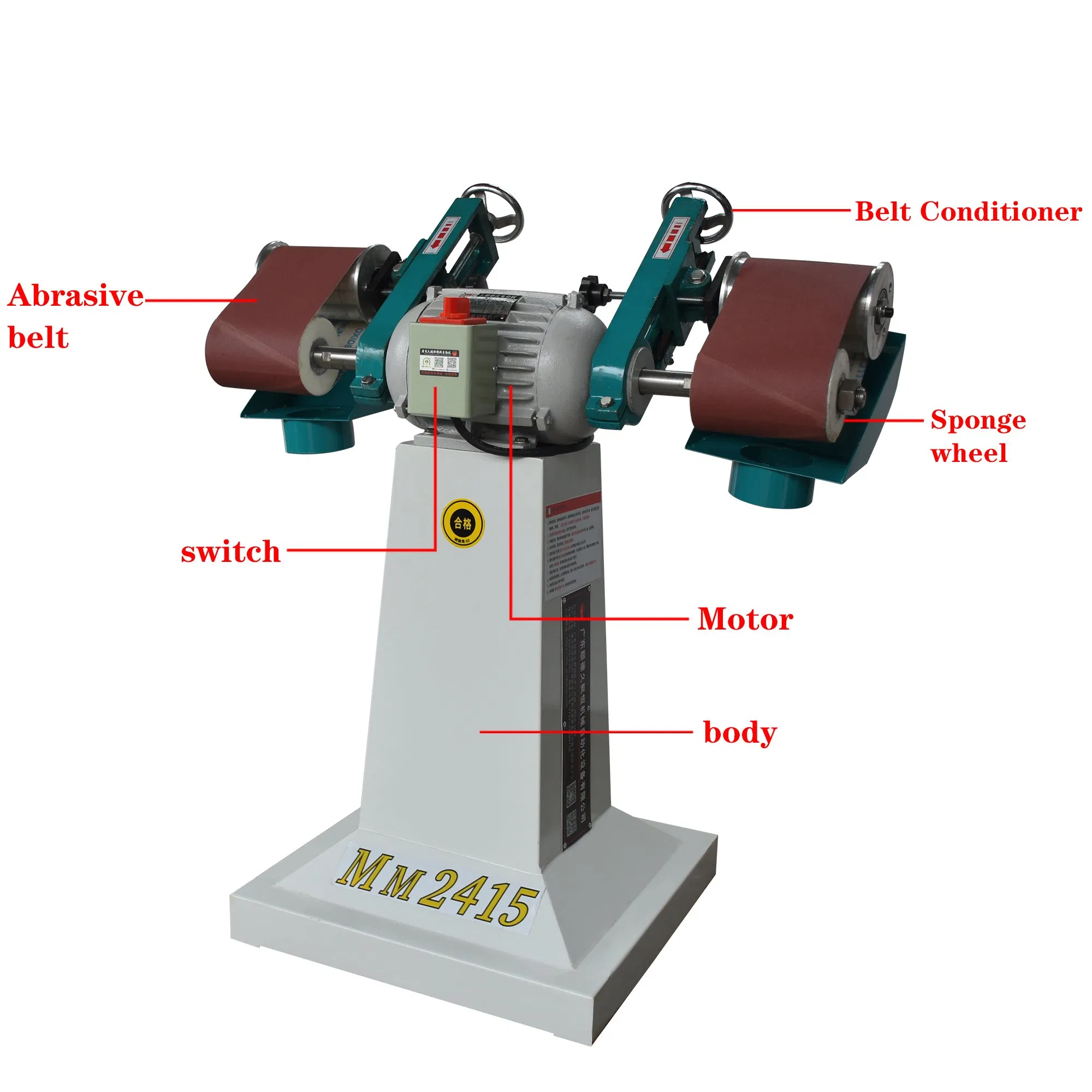 Polishing and Grinding, Double-Head Sander Metal and Woodworking Belt Sander Machine