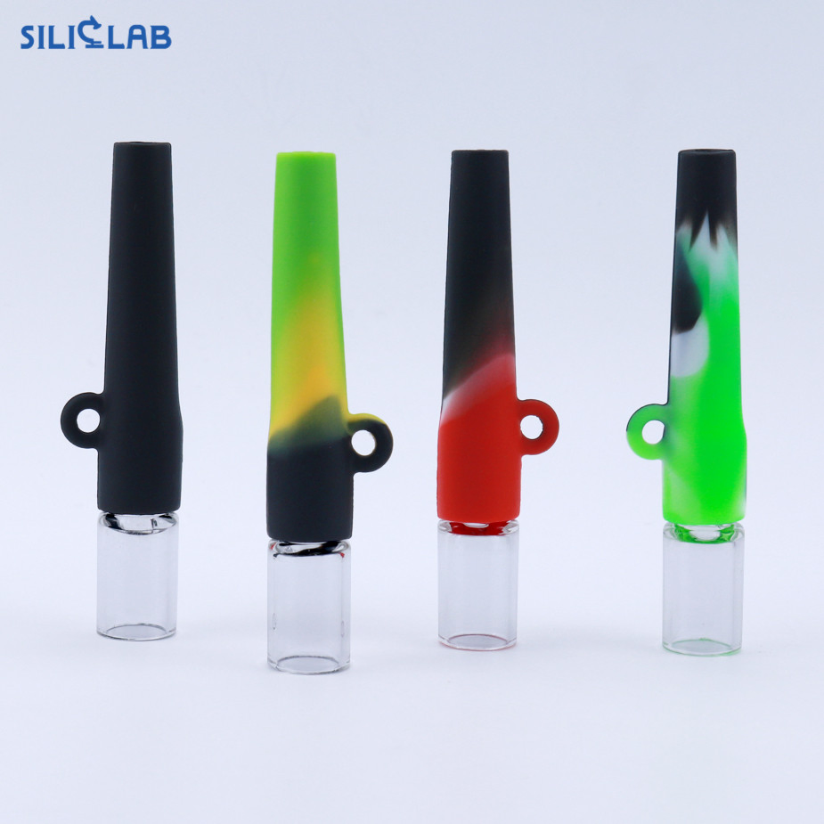 Custom Glass One Hitter Smoking Pipe Silicone Taster Bats