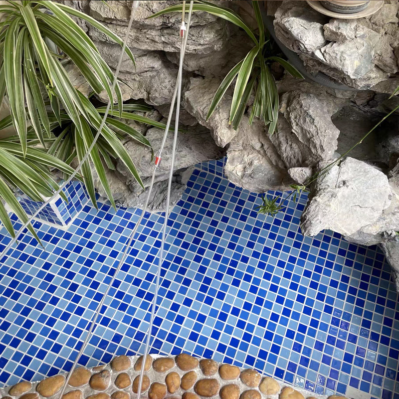 Glossy Blue Square Glass Swimming Pool Mosaic Tile