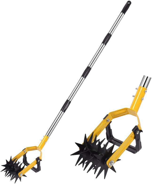 Walensee Rotary Cultivator Garden Tool, Adjustable Long Handle Manual Yard Tiller
