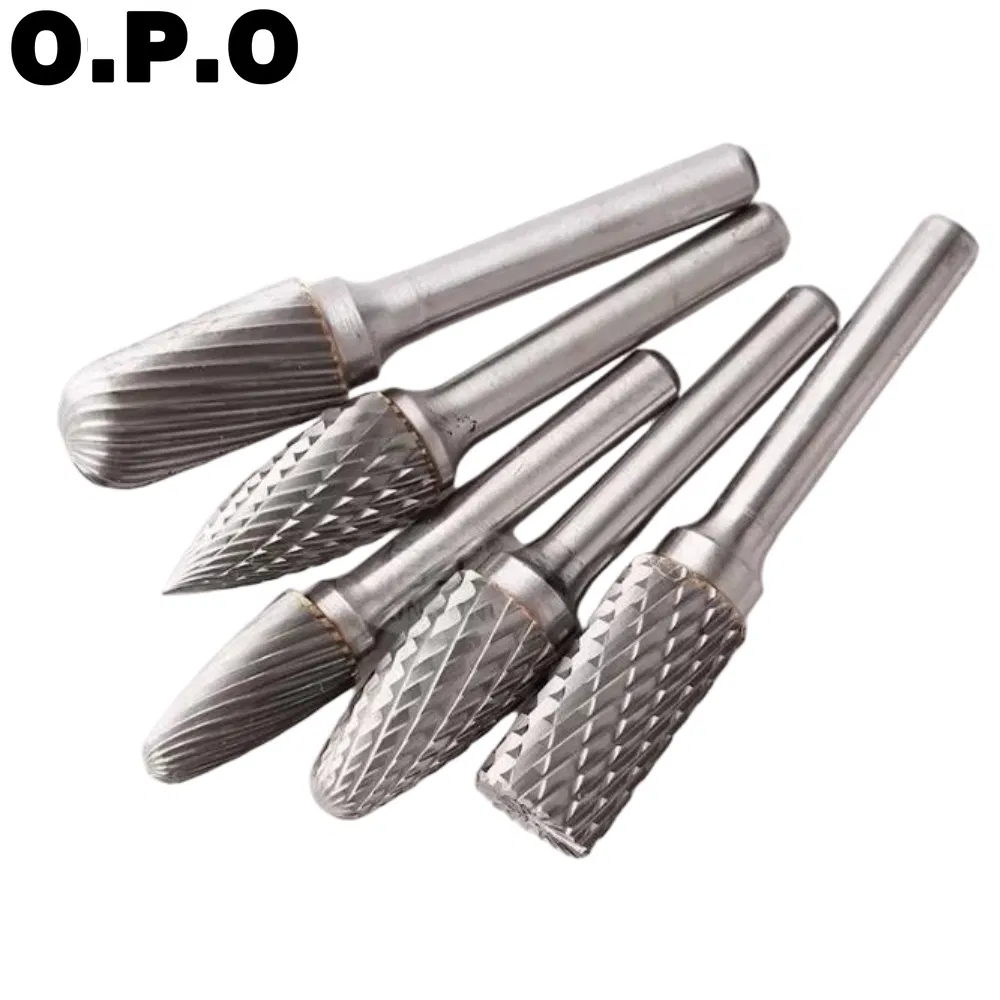 Tungsten Carbide File Rotary Burr with Single Cut Tooth 6mm Shank Deburring Cutting Tools Grinding Bits