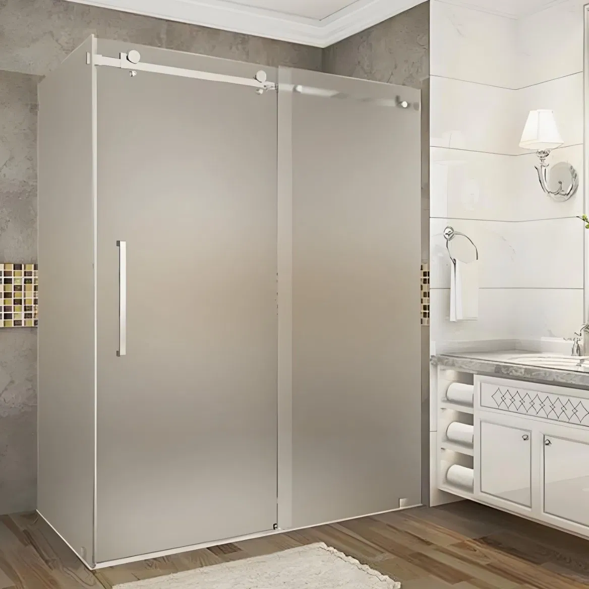 Custom Bathroom Tempered Glass Shower Room Hotel Shower Glass Panel Screen Transparent Frameless