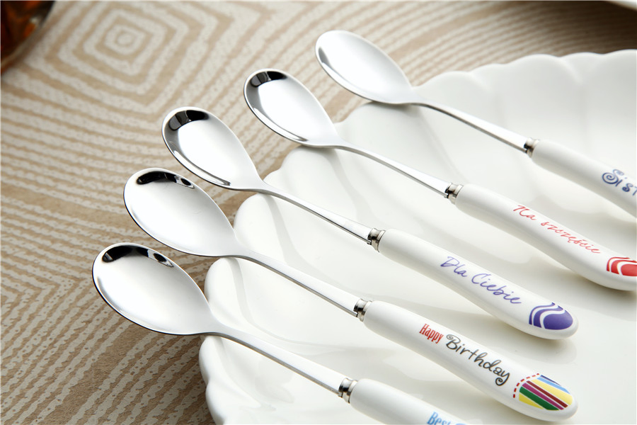 Promotion Elegant Gift Box 18/10 Stainless Steel Ceramic Handle Spoon