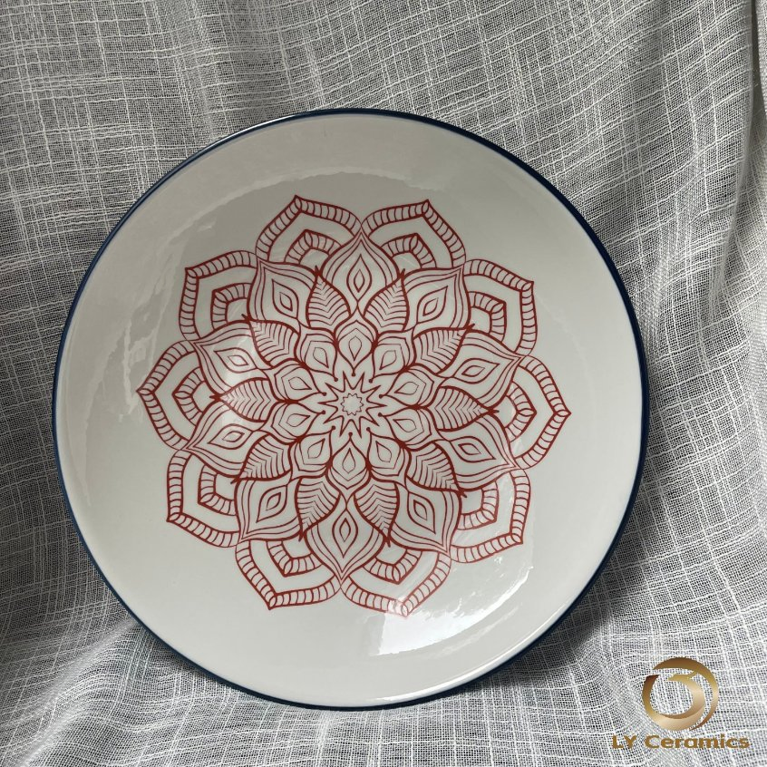 12.75" Rice Pasta Fuirt Plate Soup Bowl Healthly Pad Printing Porcelain Ceramic Kitchenware Tableware