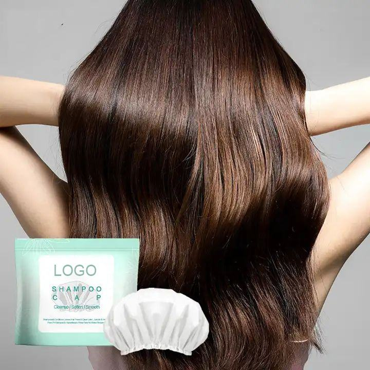 Customized Disposable Non Woven Fabric No Rinse Shampoo Cap Rinse Free Wet Hair Cap for Elderly Bedridden Shower Bath Wash Hair