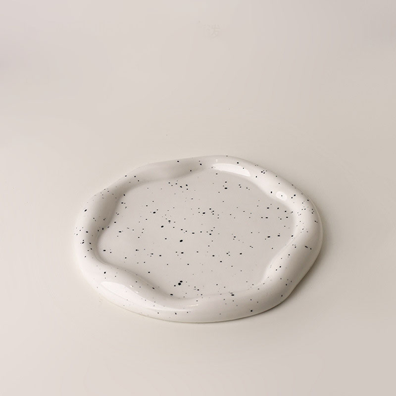 high Quality Tray Luxury Irregular Ceramic Ornaments Splashed Decorative Dessert Plate