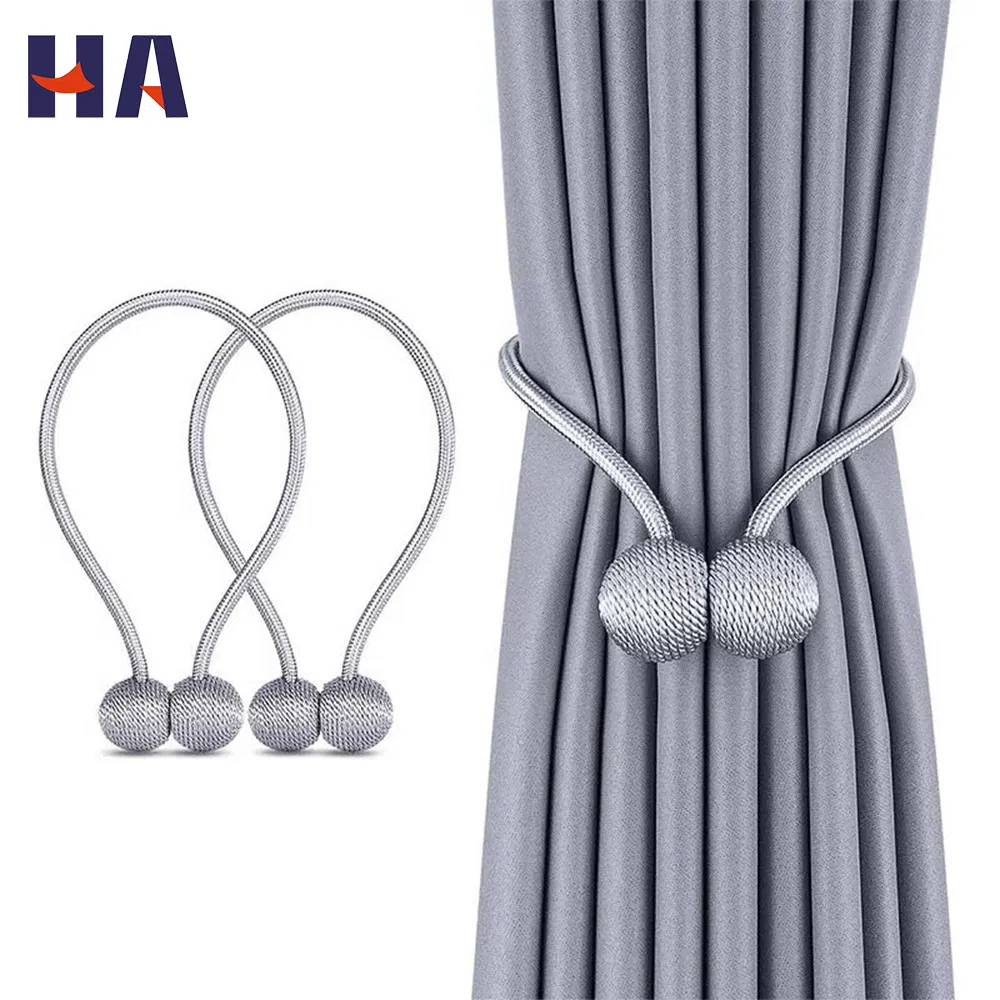 Home Furniture Decorative Magnetic Curtain Tiebacks Buckle Rope Holdbacks Convenient Drape Tie Backs Brown for Curtains