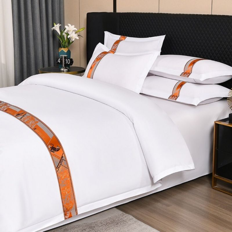 Orange Webbing Bed Quilt Duvet Cover Queen King Hotel Textile Bed Linen Microfiber Bed Set Soft Bed Sheets Custom Size Bedding Set in Stock Wholesale