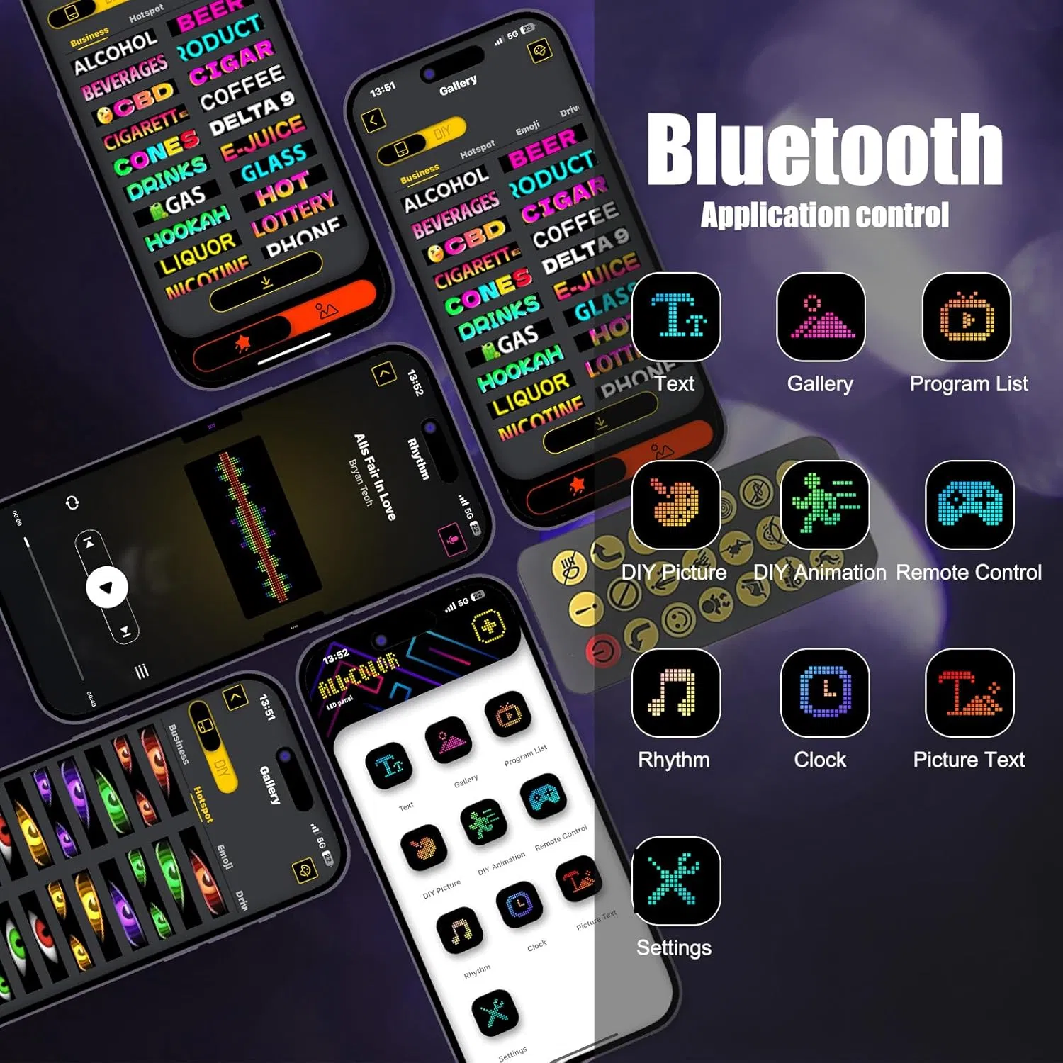 LED-фары «Глаз дьявола» для автомобилей и грузовиков, программируемая световая графика, управление по Bluetooth