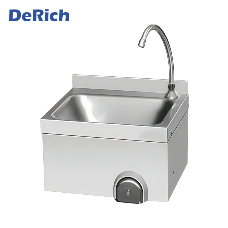 Derich Wall Hanging Stainless Steel Knee Push Operated Hand Wash Basin Sink