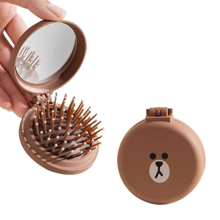 Customizable Foldable Travel Hair Brush with Mirror