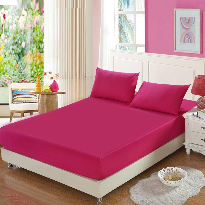 Simple Style Solid Color Bed Sheet Home Pure Cotton Twin Queen King Mattress Protector Fitted Sheet