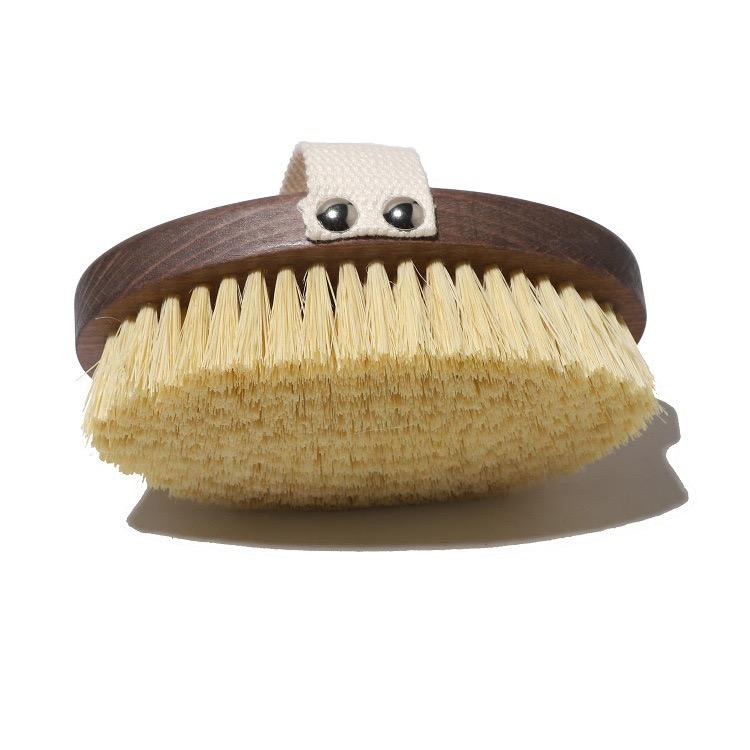 Custom Body Brush with Logo Natural Exfoliating Dry Brush Organic Sisal Black Wooden Dry Body Brush
