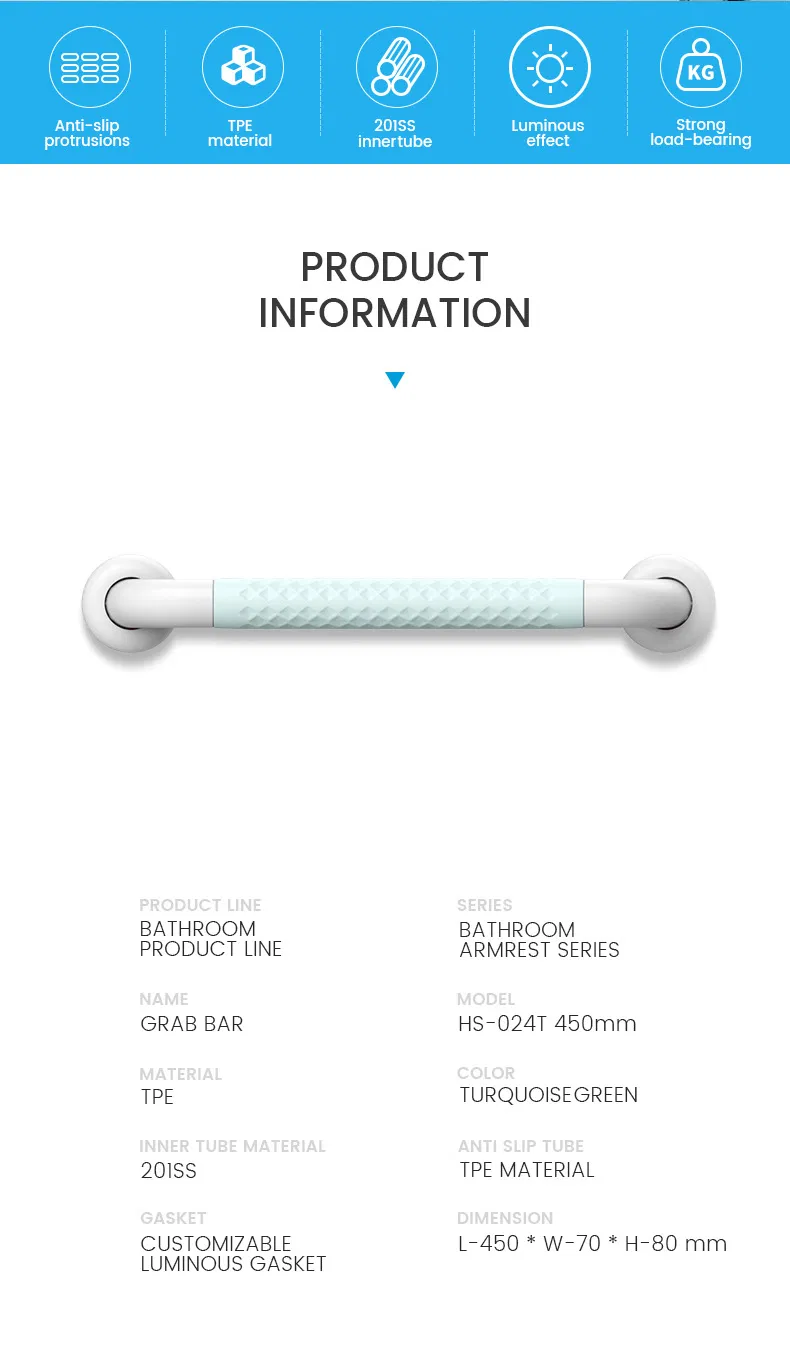Antibacterial ABS Grab Bar Toilet Handrail Wall Fixing Toilet Accessories