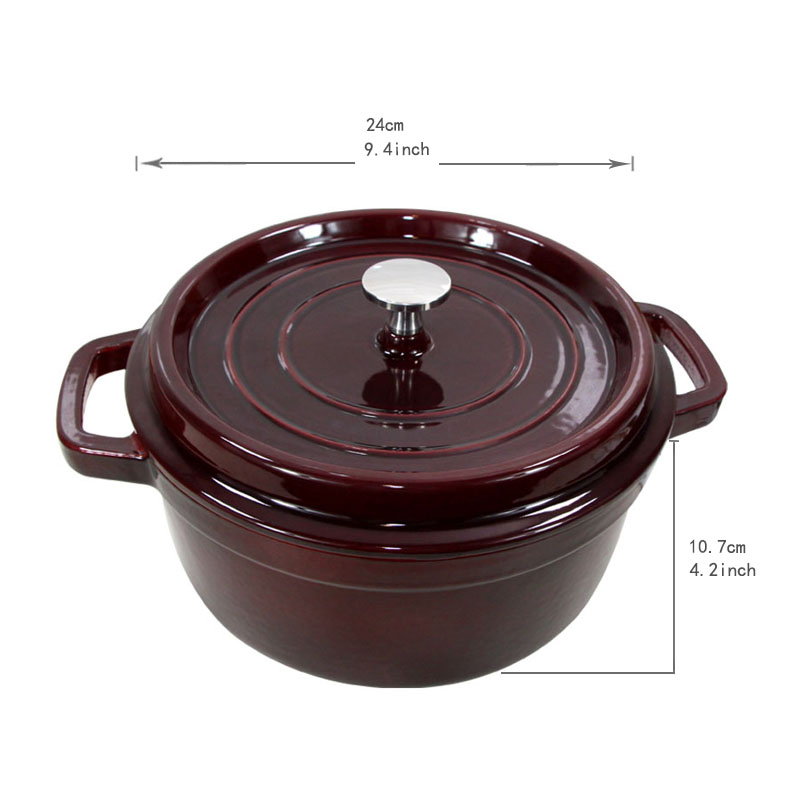 Чугунная эмалированная жаровня 24 см с крышкой