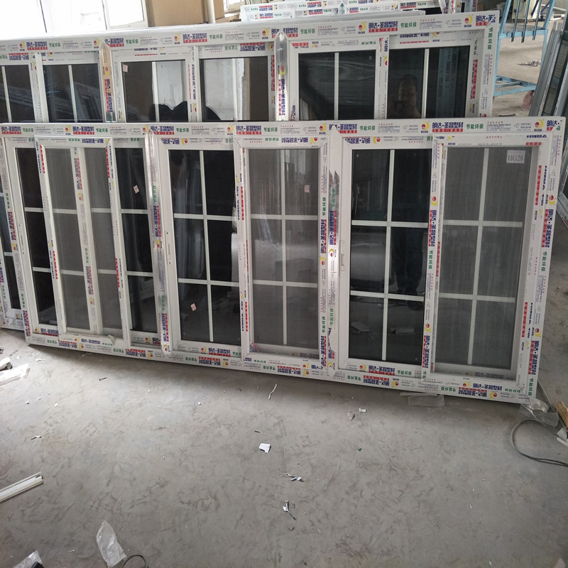 White Frame Grills Design Double Insulated Grey Tinted UPVC Sliding Window