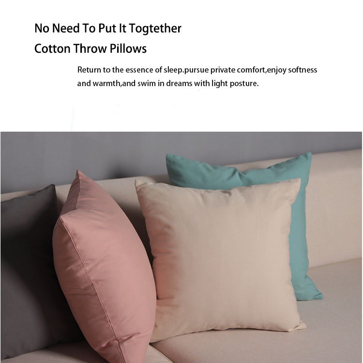 2024 New All Seasons Simple Modern Solid Color 100%Cotton Pillow Custom Sofa Decorative Pillowcase