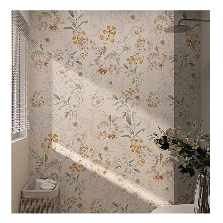 Bathroom Vanity Style Decor Brown Flower Ceramic Wall Tile Floor Tiles
