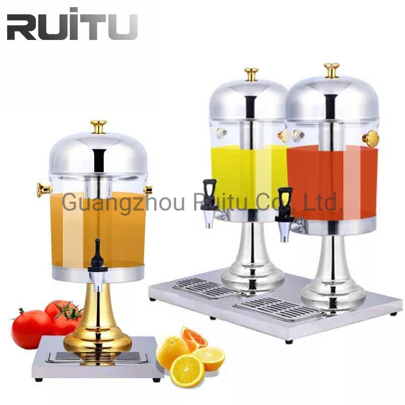 2 Gallon Plastic Fruit Juice Display Cooling Metal Portable Stainless Steel Cold Gold Refrigerated Juicer Beverage Dispenser