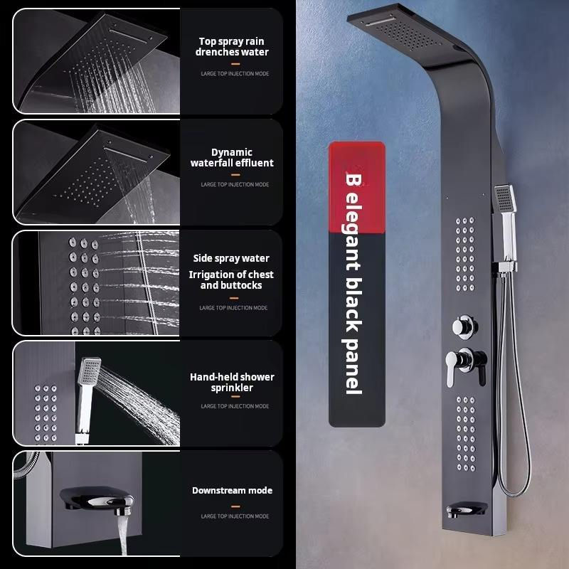 2025 New Thermostatic Shower Set LED Screen Digital Display Temperature Shower Set Stainless Steel Shower System Set Bathroom