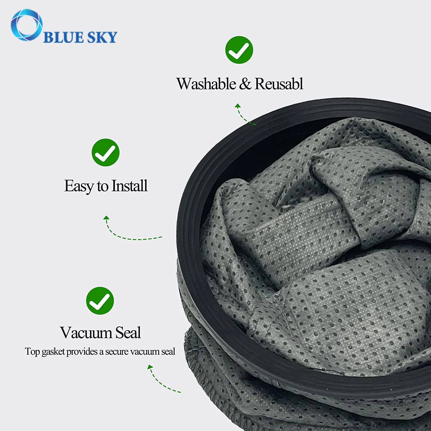 Round Reusable Micro Cloth Filter Bags 10qt Vacuum Bags Compatible with Proteam Part # 100565