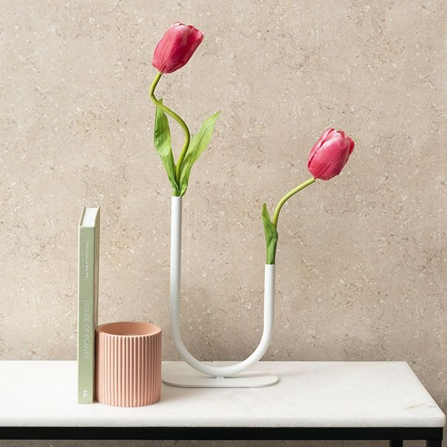 White U Shape Metal Vase