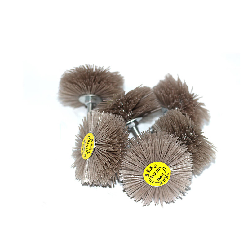 High Strength Nylon Wheel Abrasive Wire Precision Flower Head Polishing Brush for Mahogany Furniture Relief Surface Treatment