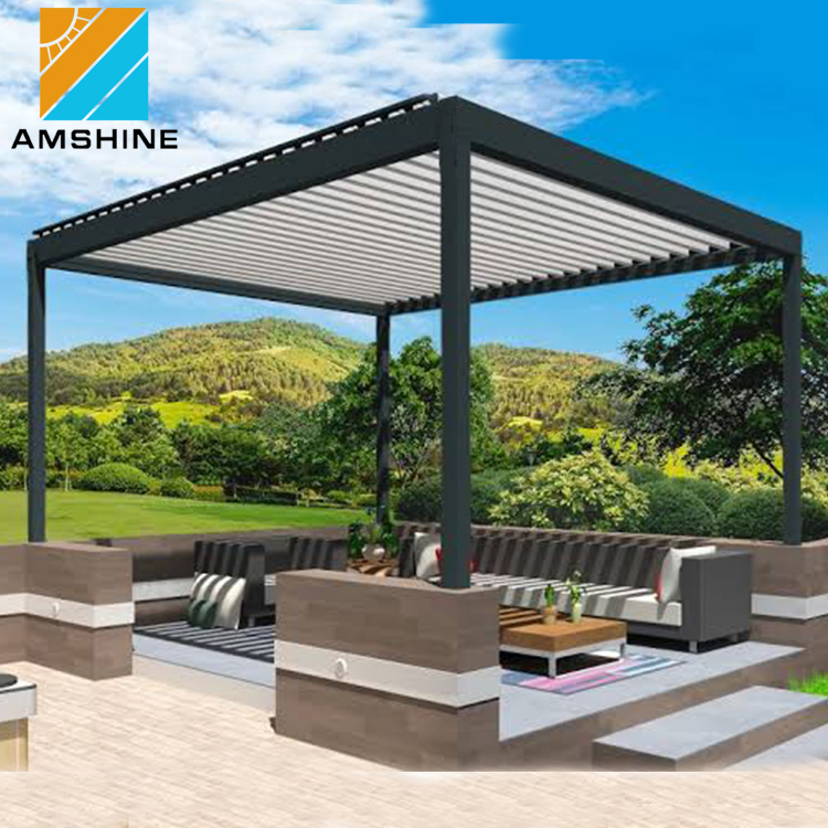 Luxury Garden Gazebo Motorized Opening Louvered Roof Waterproof Gazebo High Quality Garden Aluminium Pergola