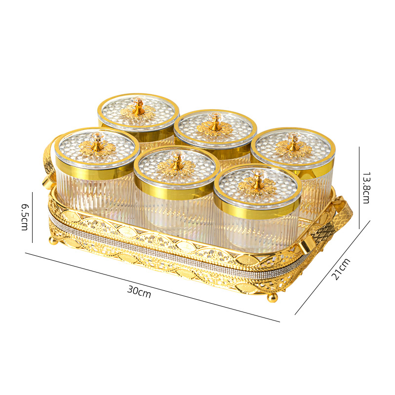 Saudi Arabian Style Featuring 6 a Gold-Plated Iron Candy Bowl