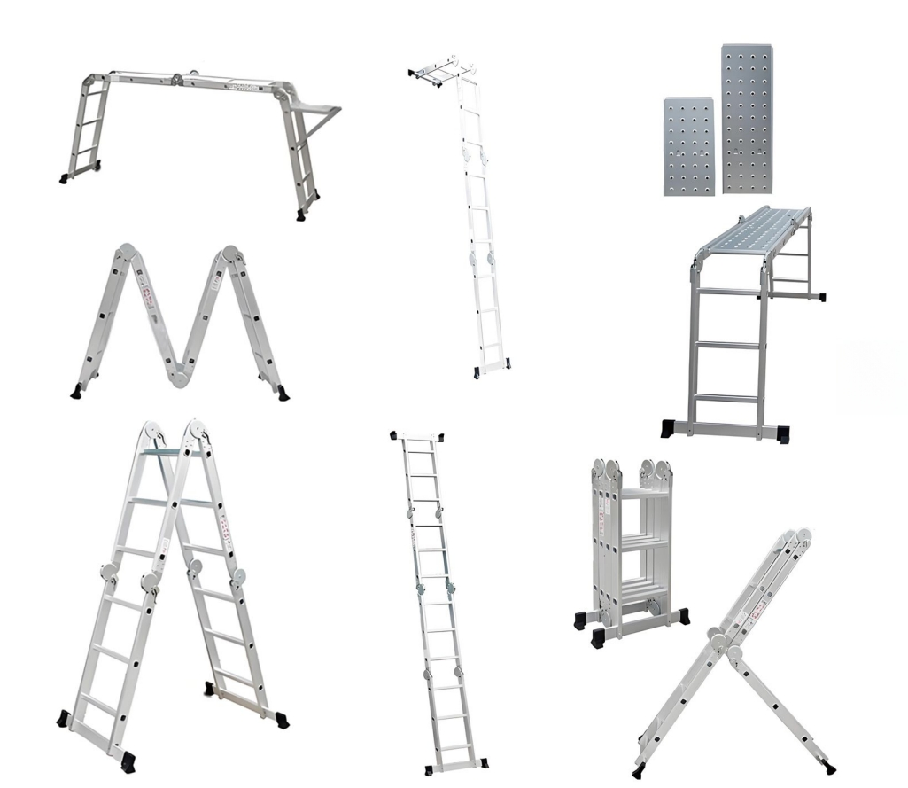 Aluminum Lightweight and Multifunctional Folding Big Joint Ladder (With Anti-slip foot mat) -4X5steps