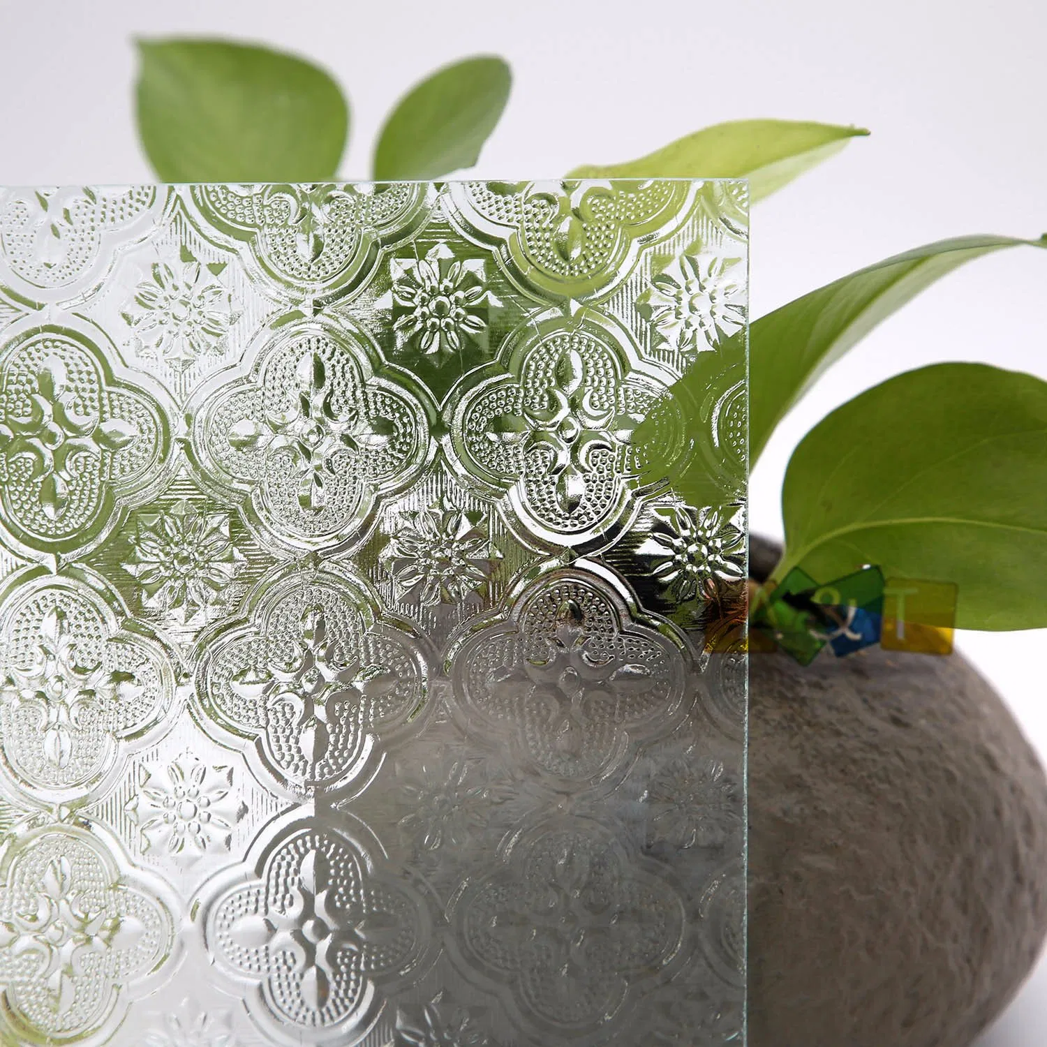 4mm, 5mm Clear Dark Blue Bronze Flora Patterned Glass
