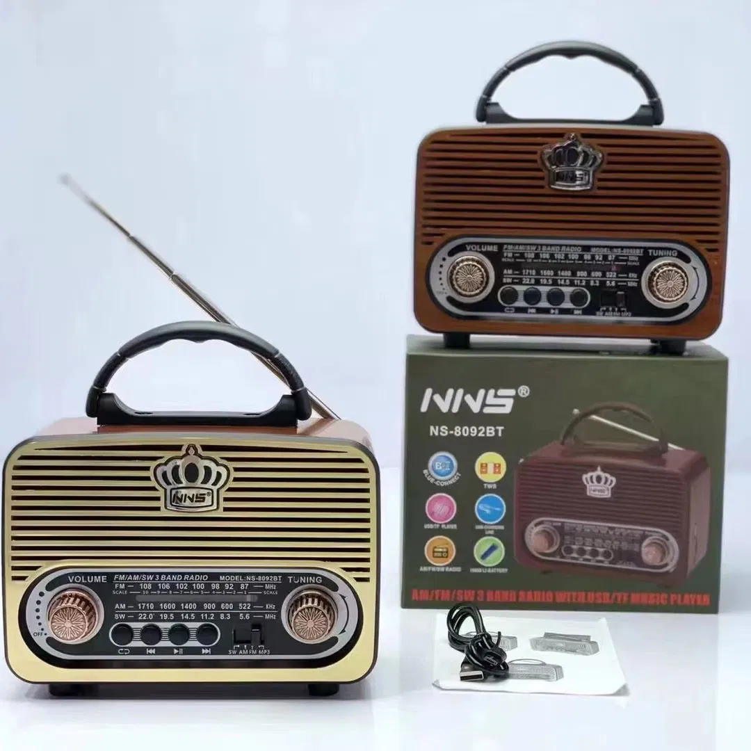 Ретро радио NS-8092BT с Bluetooth, деревянный корпус