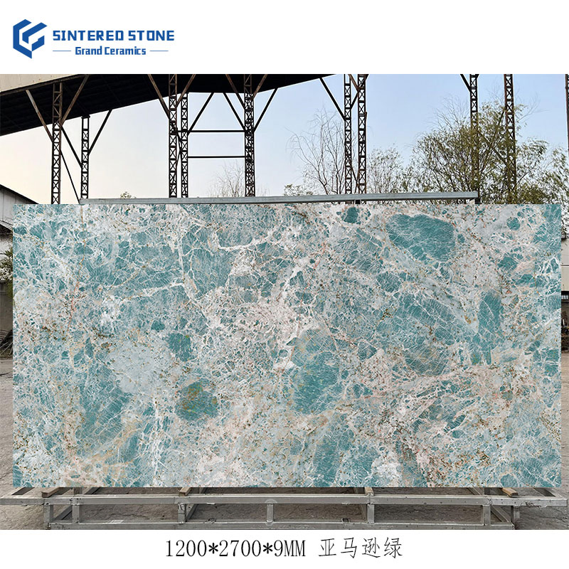 Custom Kitchen Sintered Stone 9mm Glossy for Amazon Green Large Size Bedroom Landscape Living Room Hall Outdoor Dining