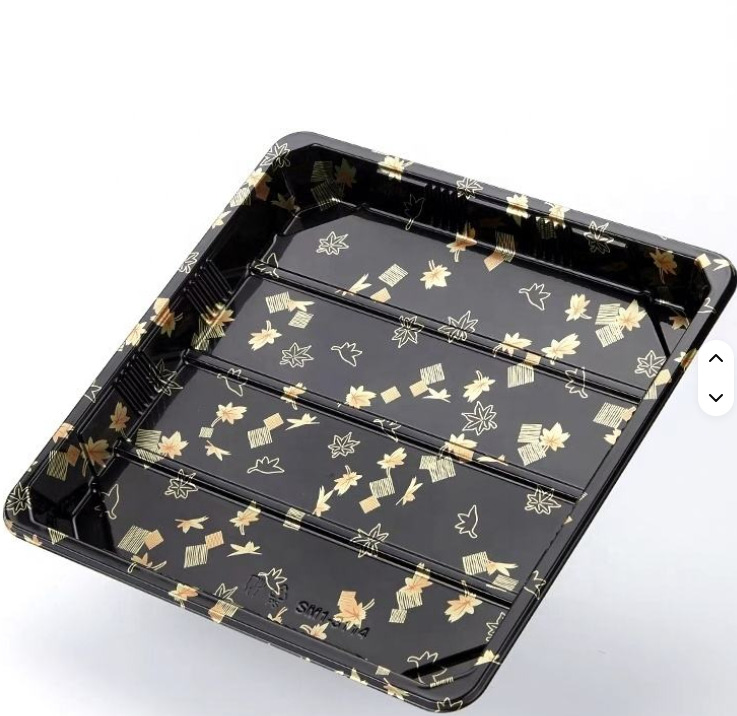 Plastic Sushi Tray Box with Transparent Lid Rectangular Takeaway Packaging Food Container