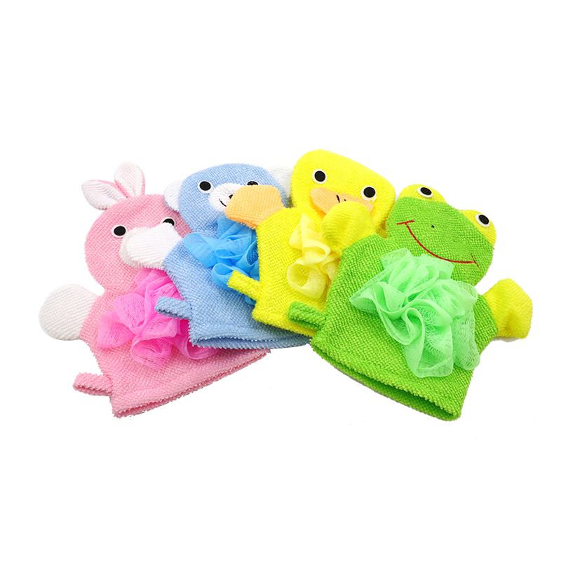 4 PCS Cartoon Terry Cloth Bath Sponge Mitt Bath Glove