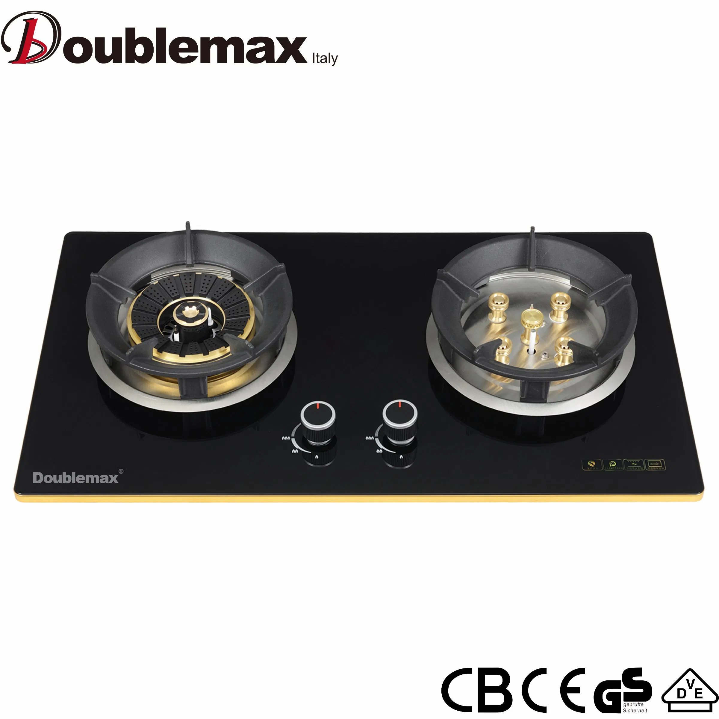 High Efficiency Super Blue Flame 2 Burner Temperred Glass Gas Stove